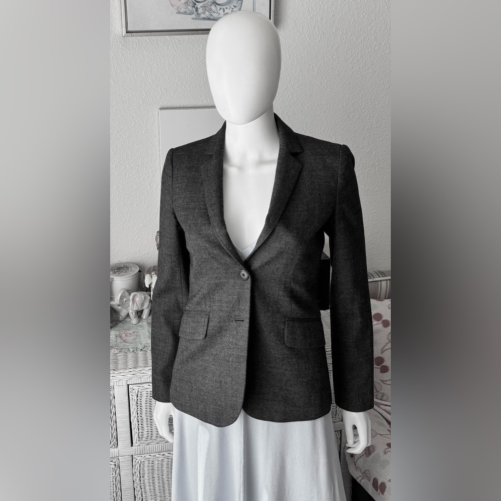 J. Crew Charcoal Grey Textured Wool Two Button Blazer Style #96382 Size 0 - Picture 3 of 12